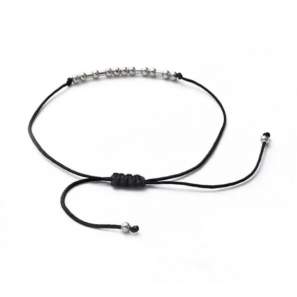 Inspirational Friend Handcrafted Silver Black Unisex Morse Code Bracelet - Picture 4 of 5